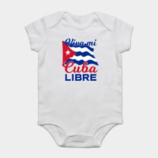 Viva Mi Cuba Libre Waving Cuban Flag Pride Baby Bodysuit
